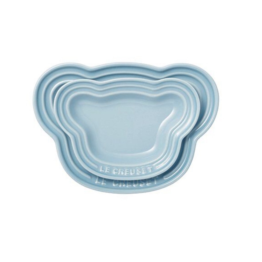 Le Creuset Set of 2 Baby Bear Plate Coastal Blue New in Box